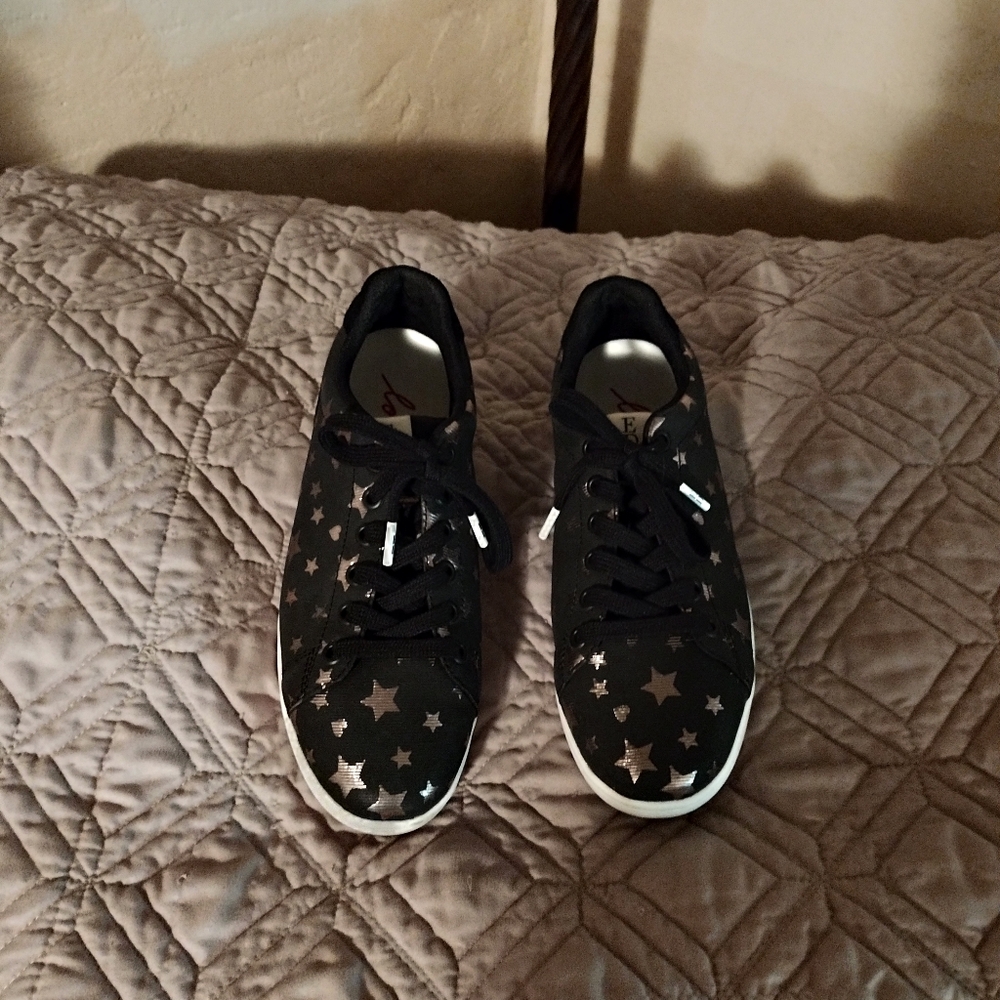Ellen DeGeneres Black and Gold Star Sneakers